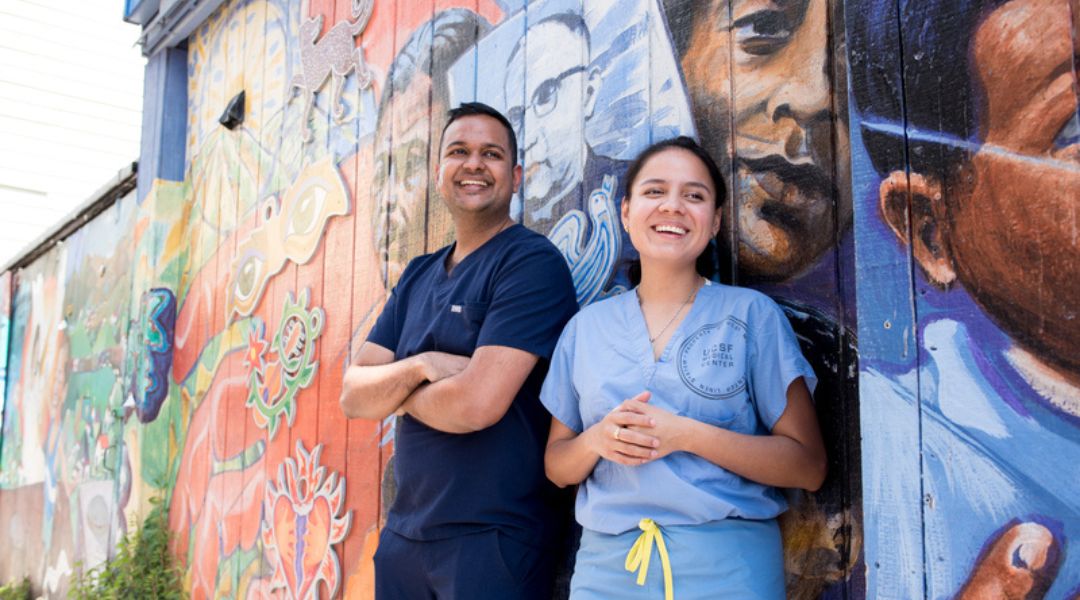 UCSF volunteers work in the Mission, San Francisco