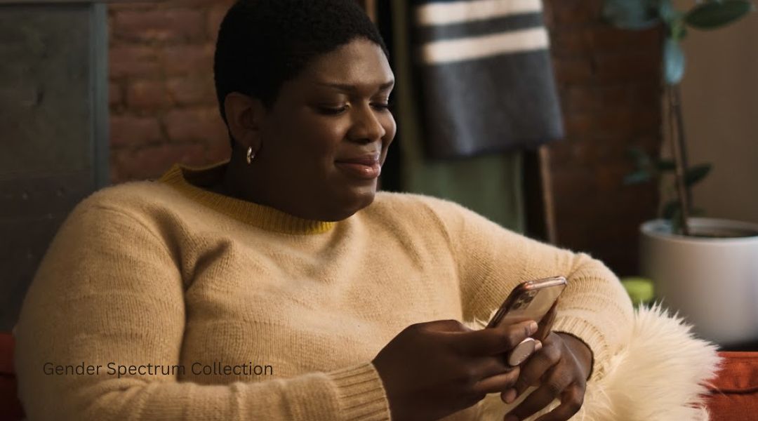 A woman stares at her smart-phone