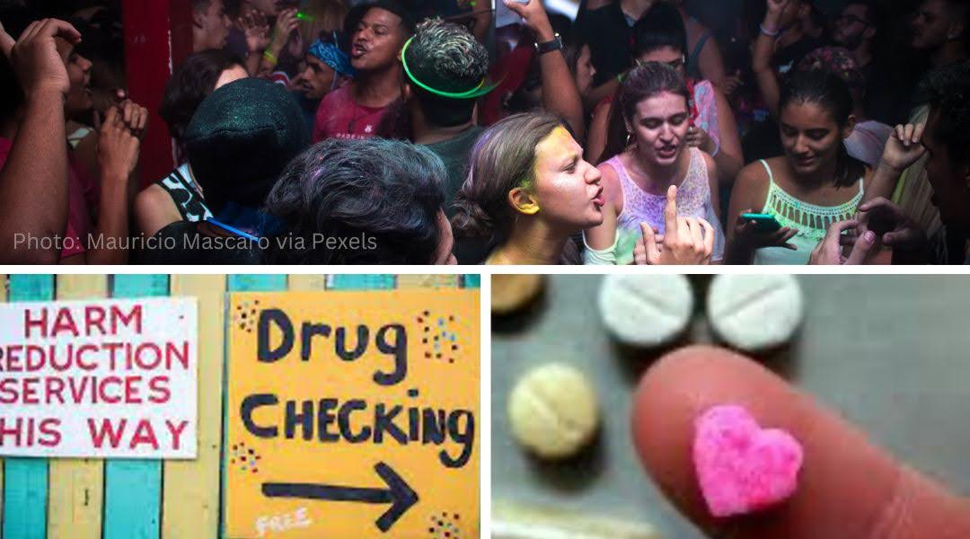 A group of party goers gain access to a drug checking program