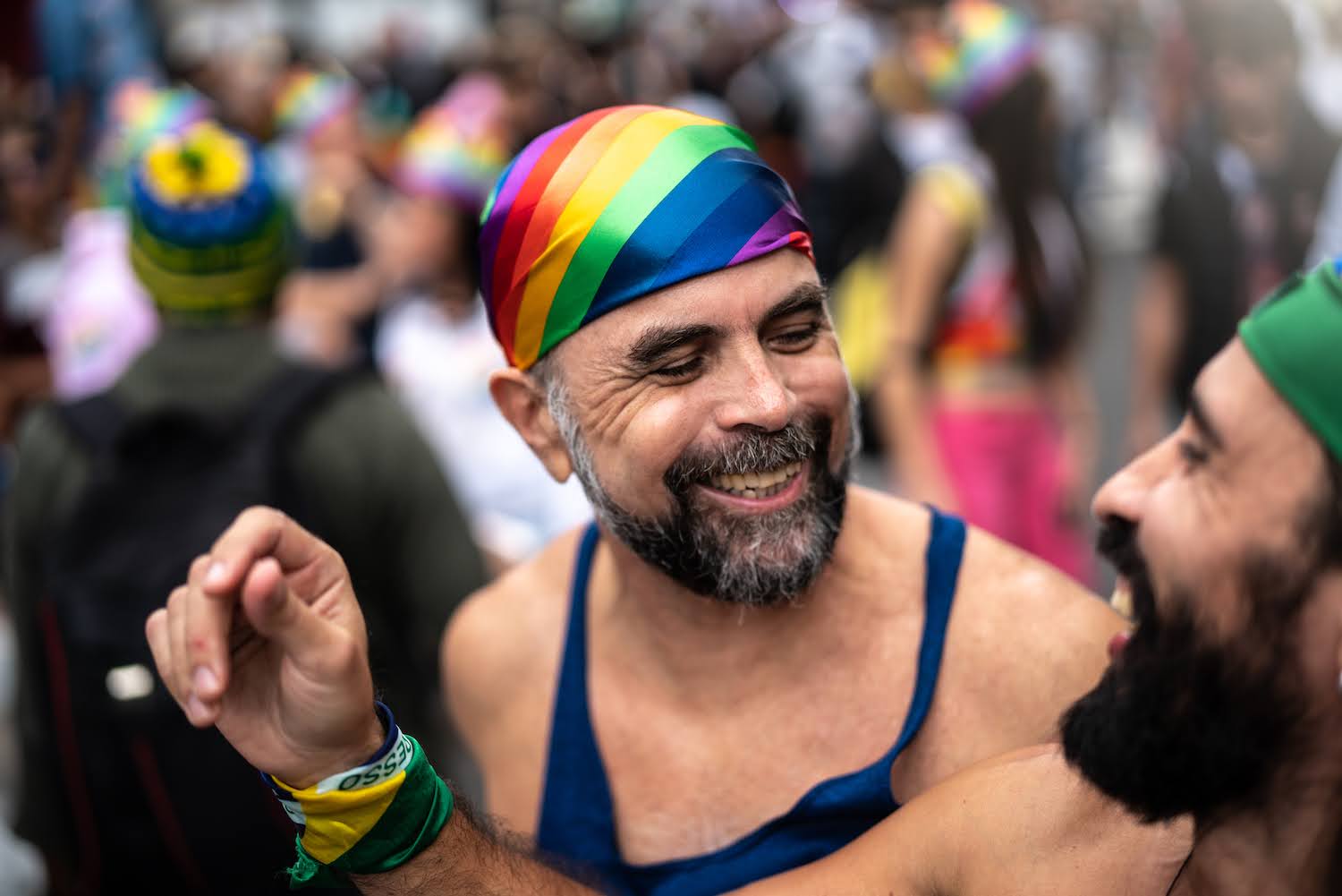 Photos of older gay men celebrating and in friendship