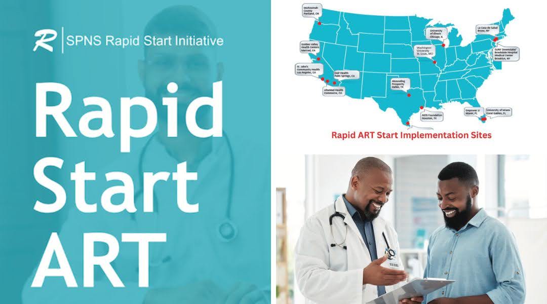 The Cover of the Rapid Start ART booklet including map of the 14 implementation sites