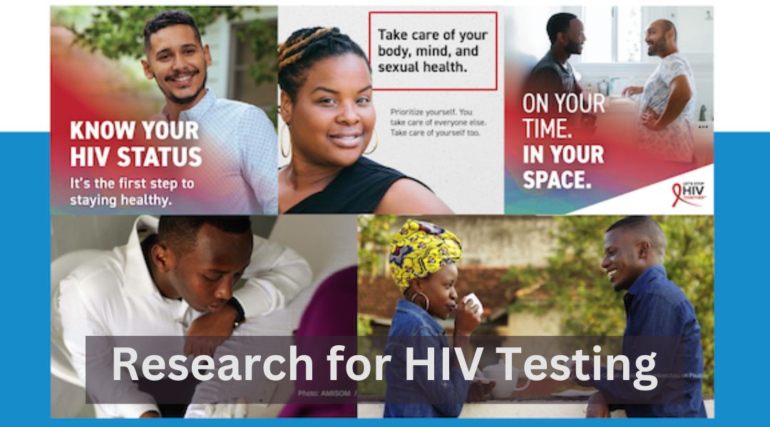 Photos promoting HIV testing research.  Features a variety of couples and singles.