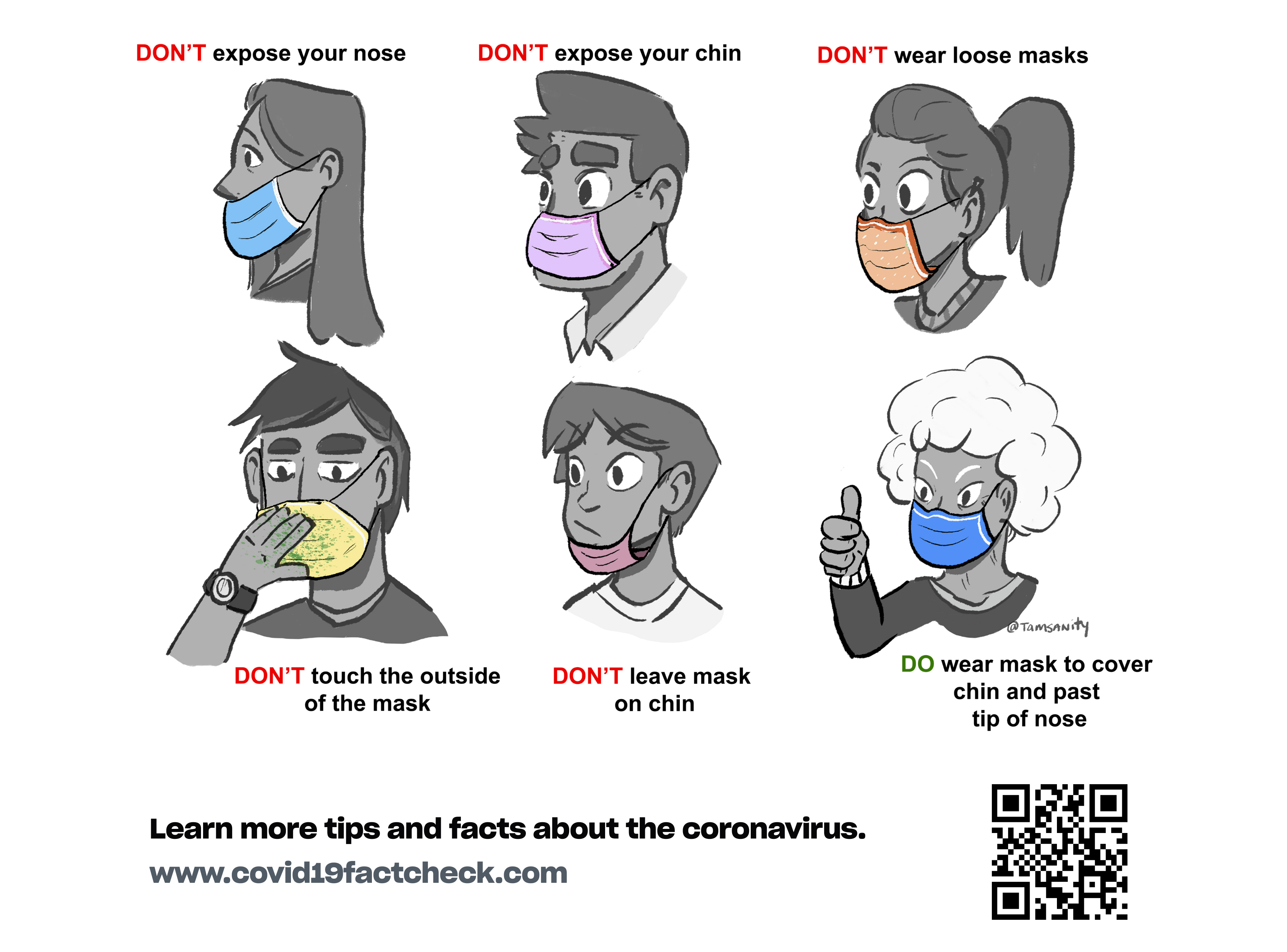 how to wear a face mask graphic from covid 19 fact check dot com